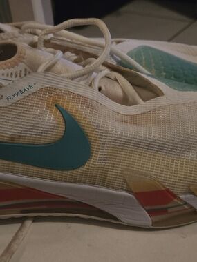 Nike Flyweave Running Shoe - Teal, Cream & Yellow Accent
